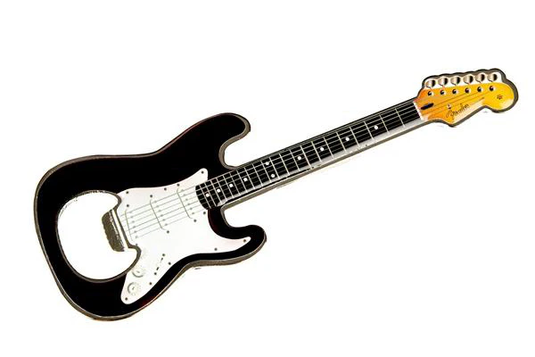 Fender Stratocaster Black Bottle Opener Magnet