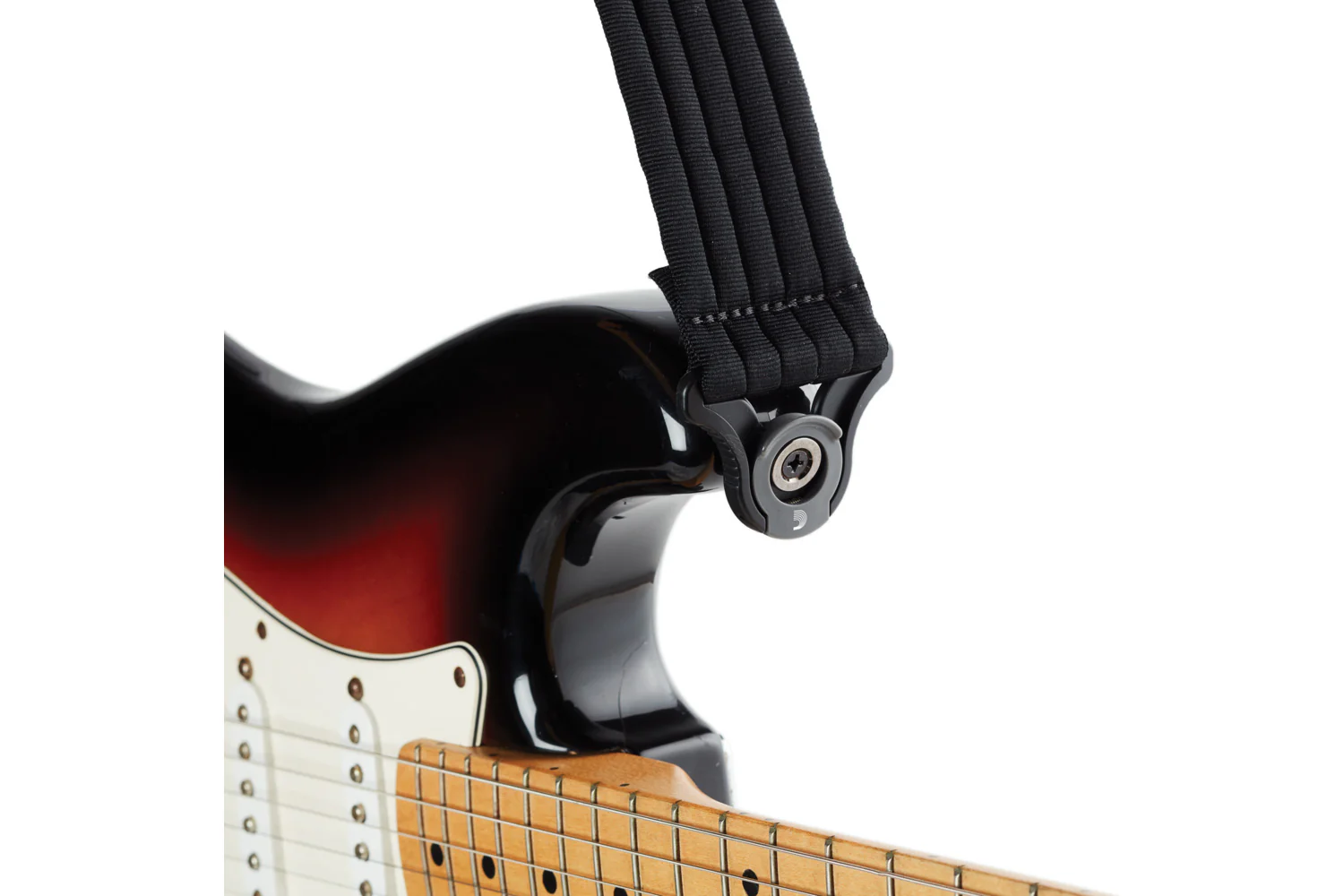 D’Addario Auto Lock Guitar Strap, Black Padded Stripes - Image 4