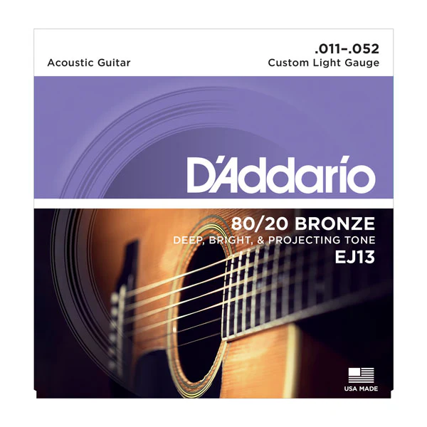 Daddario EJ13 80/20 Bronze Acoustic Guitar Strings, Custom Light, 11-52 - Image 5