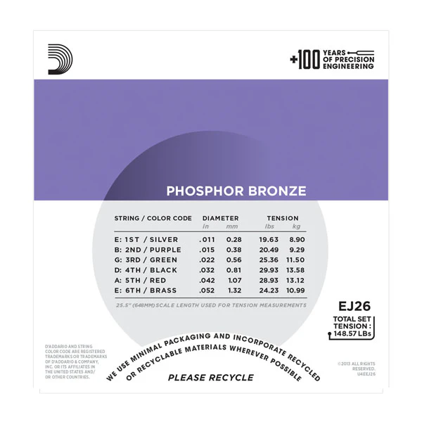 Daddario EJ26 Phosphor Bronze, Custom Light, 11-52 - Image 3