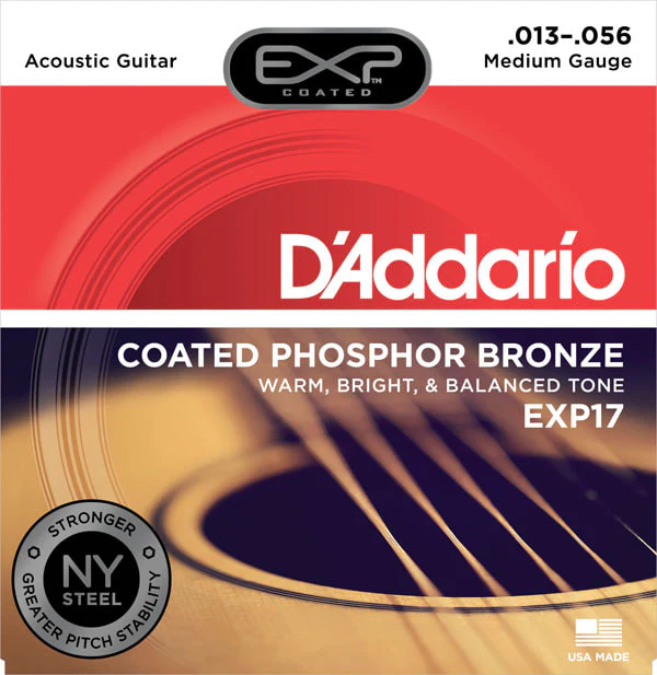 D’Addario EXP17 Coated Phosphor Acoustic Guitar, Medium, 13-56 - Image 5