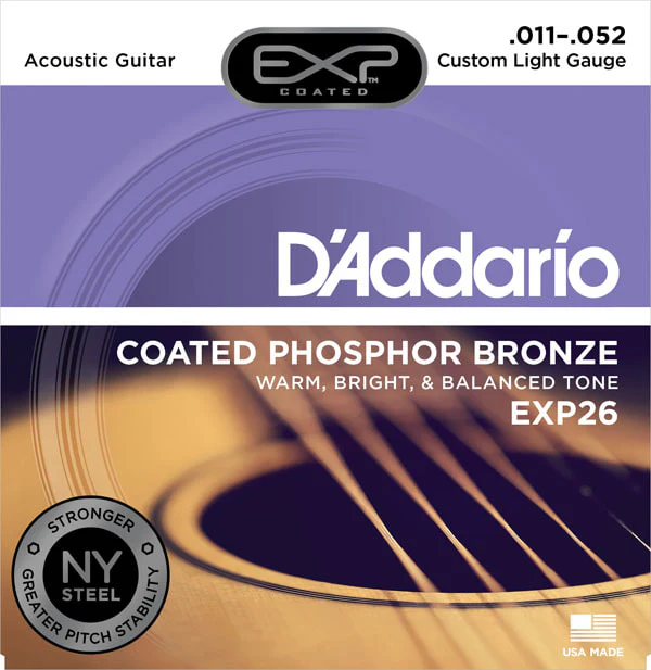 D’Addario EXP26 Coated Phosphor Bronze Acoustic Guitar, Custom Light, 11-52 - Image 4
