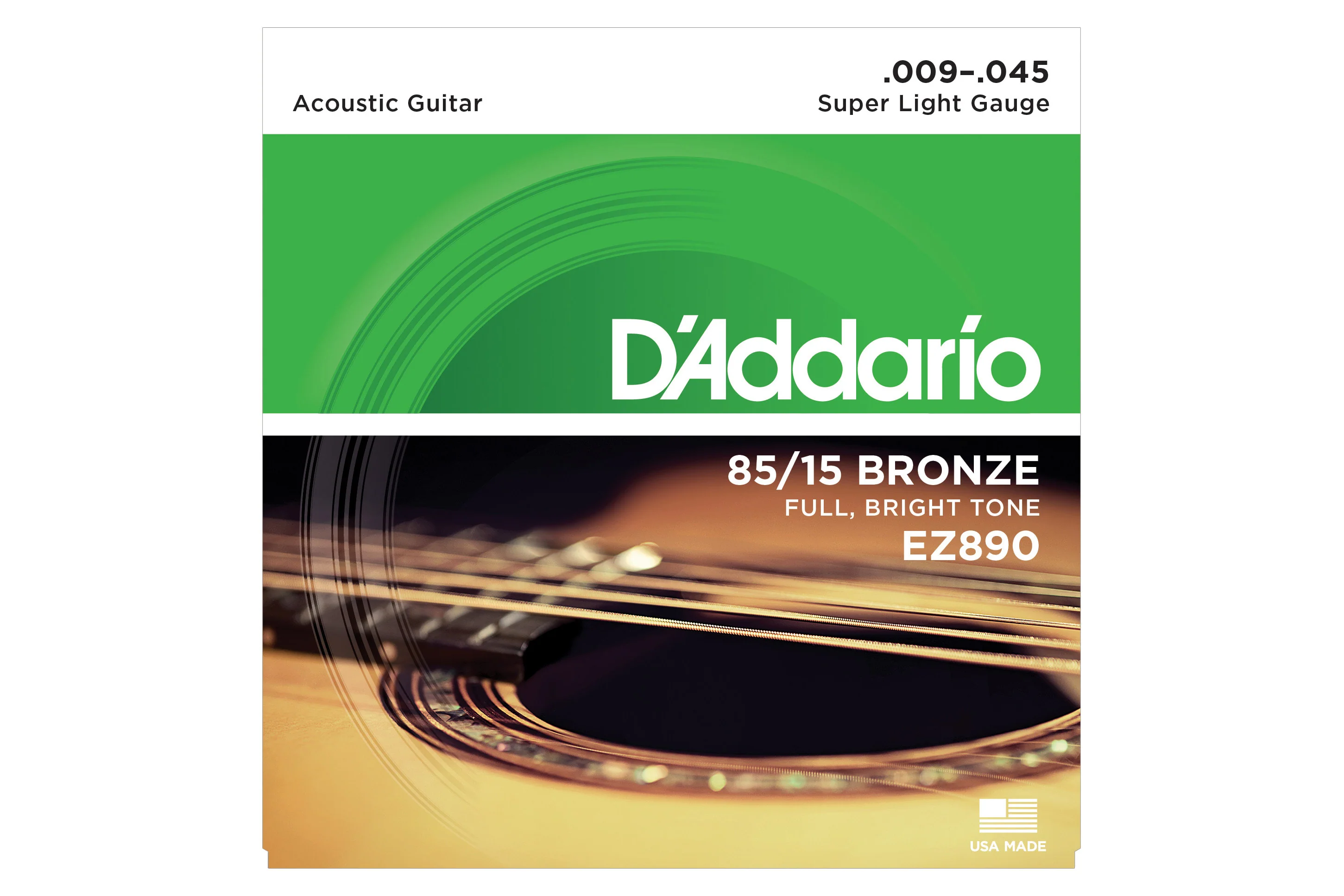 D'Addario EZ890 85/15 Bronze Acoustic Guitar Strings, Super Light, 9-45
