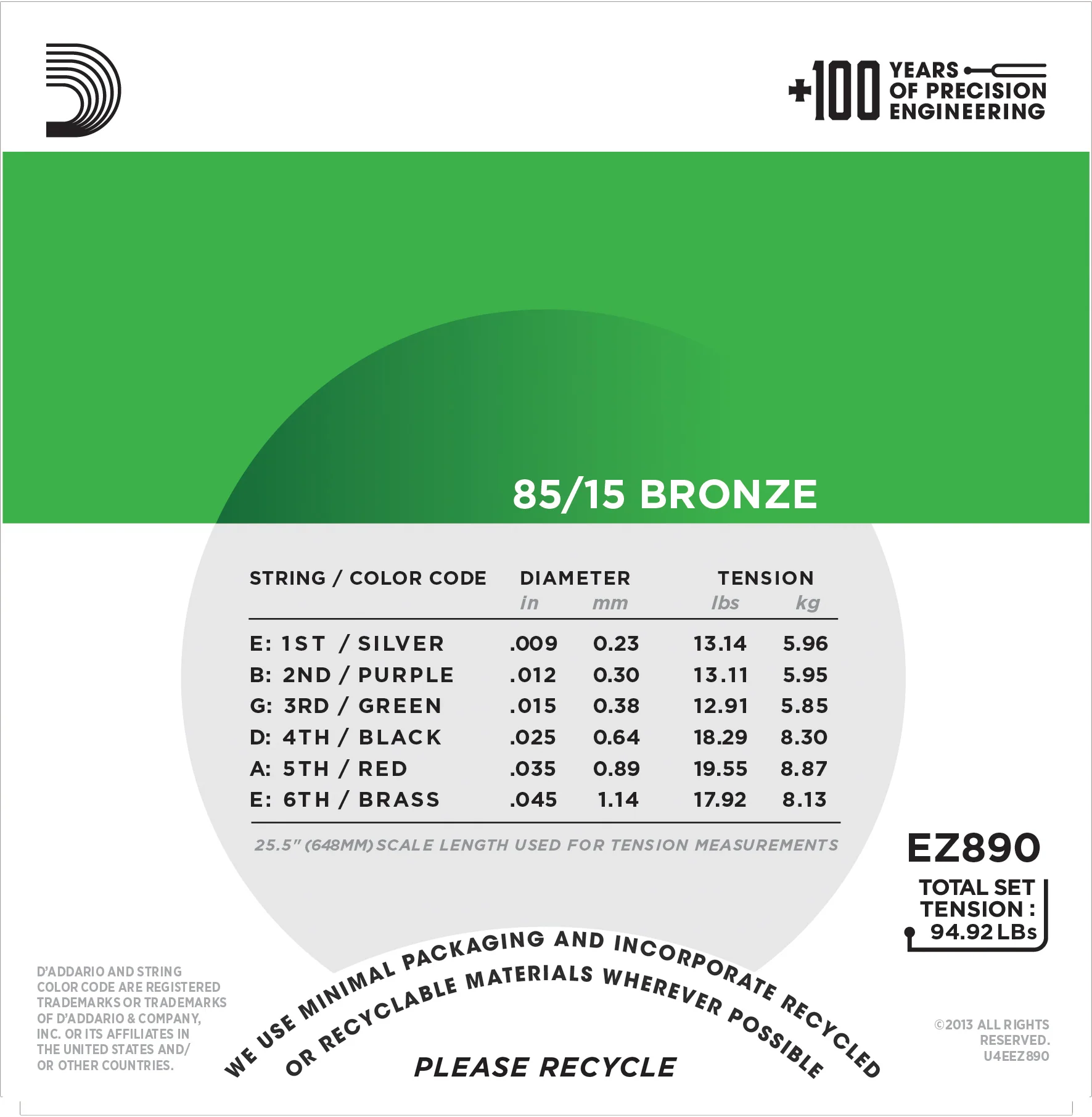 D'Addario EZ890 85/15 Bronze Acoustic Guitar Strings, Super Light, 9-45 - Image 3