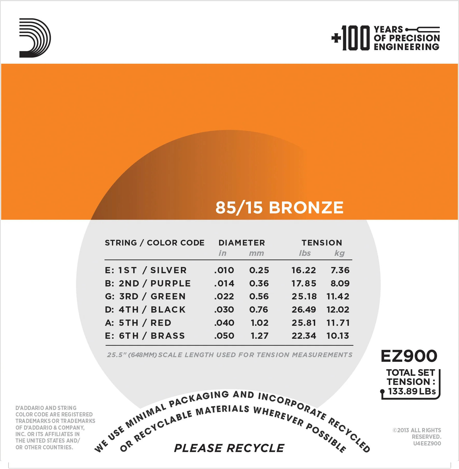 D'Addario EZ900 85/15 Bronze Acoustic Guitar Strings, Extra Light, 10-50 - Image 3