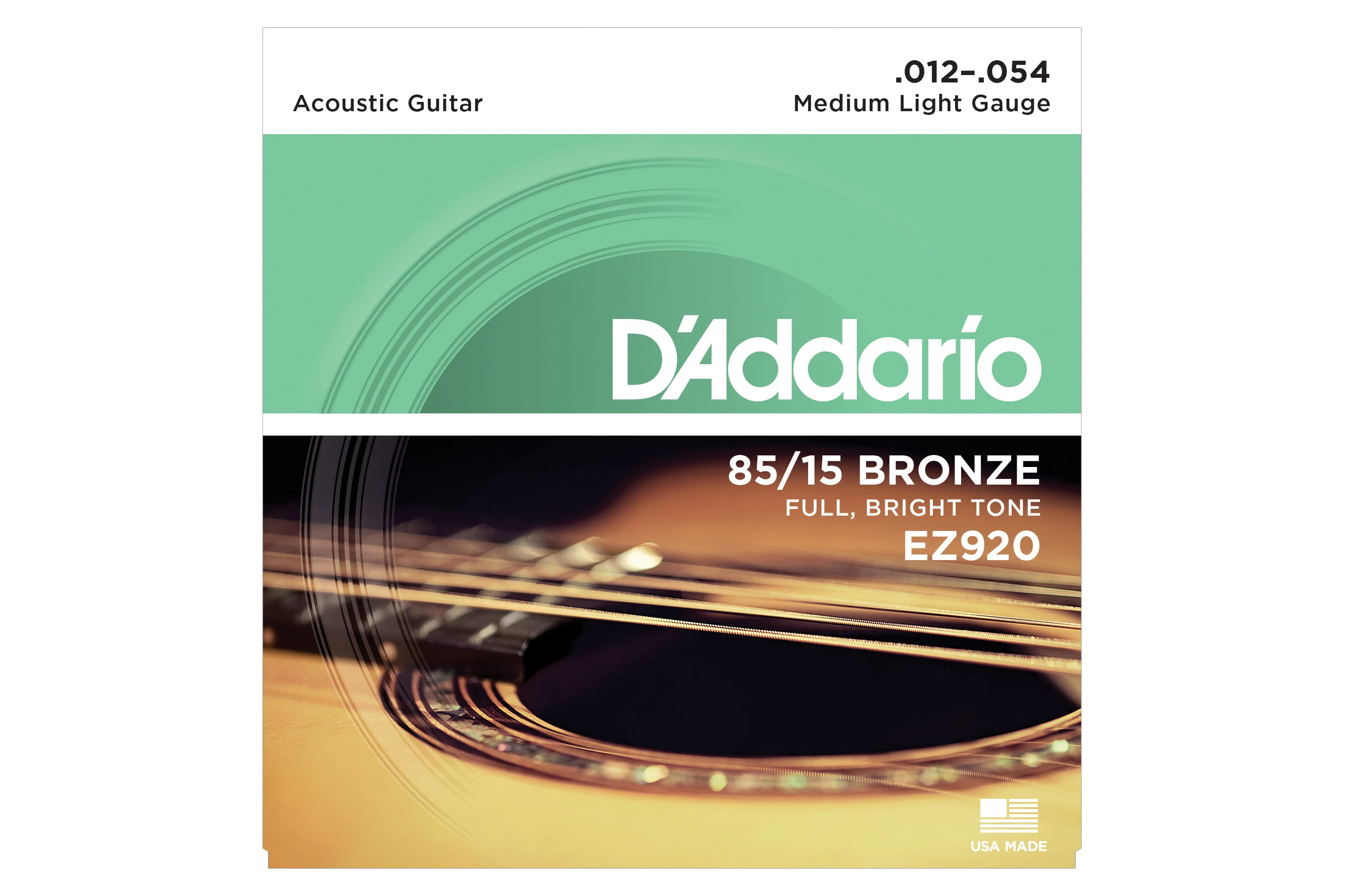 D'Addario EZ920 85/15 Bronze Acoustic Guitar Strings, Medium Light, 12-54