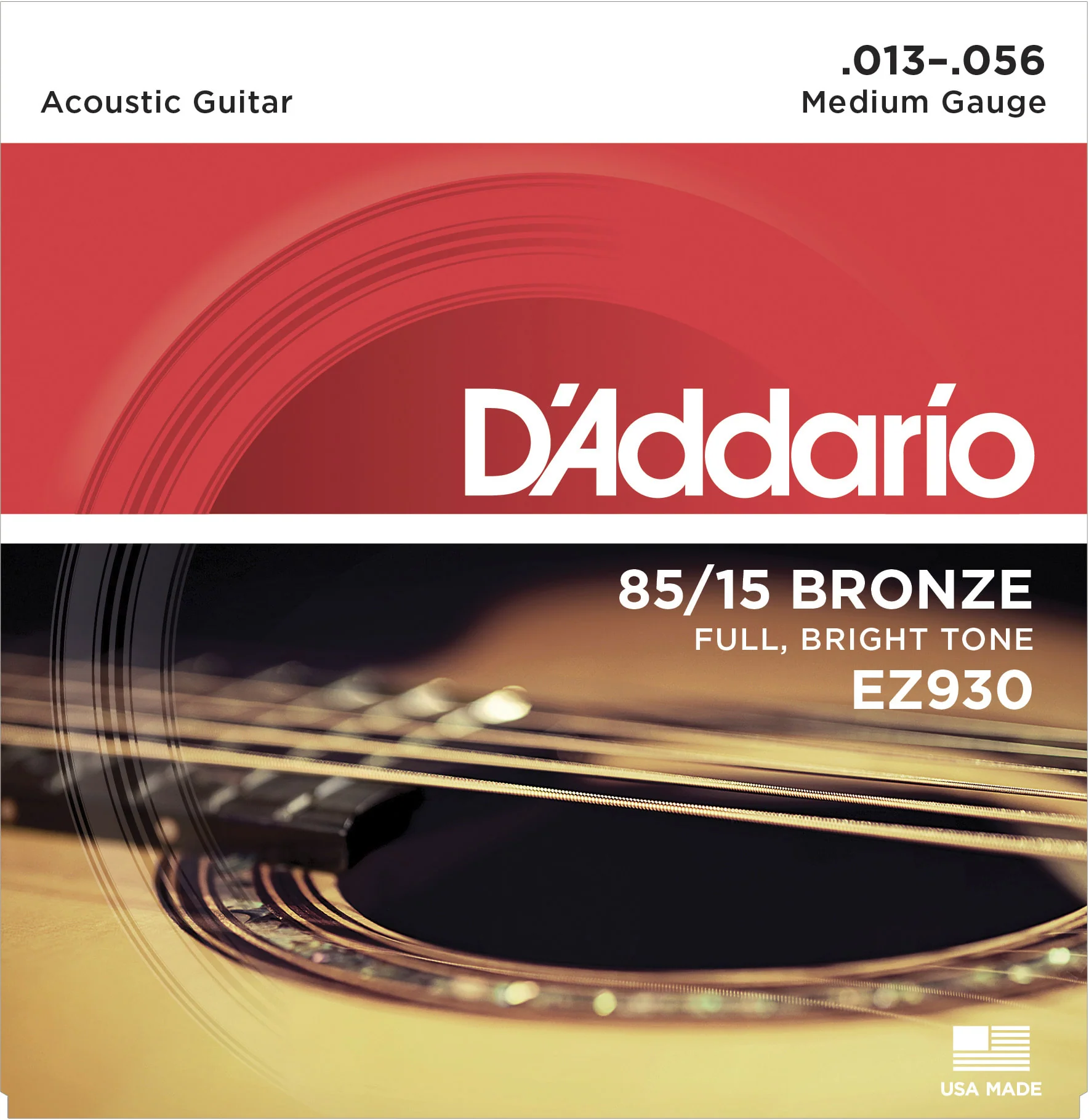 Daddario EZ930 85/15 Bronze Acoustic Guitar Strings, Medium, 13-56 - Image 3
