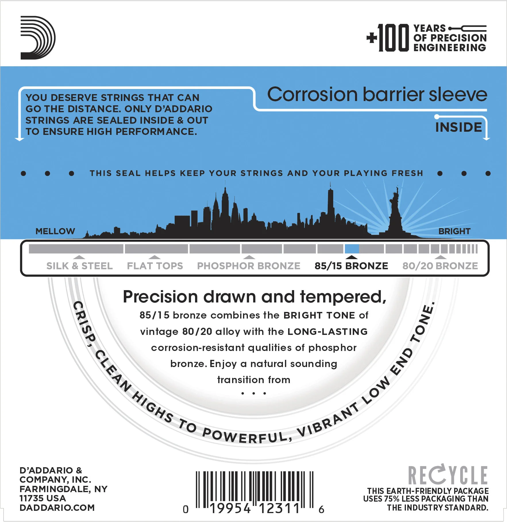Daddario EZ940 85/15 12-String Bronze Acoustic Guitar Strings, Light, 10-50 - Image 4