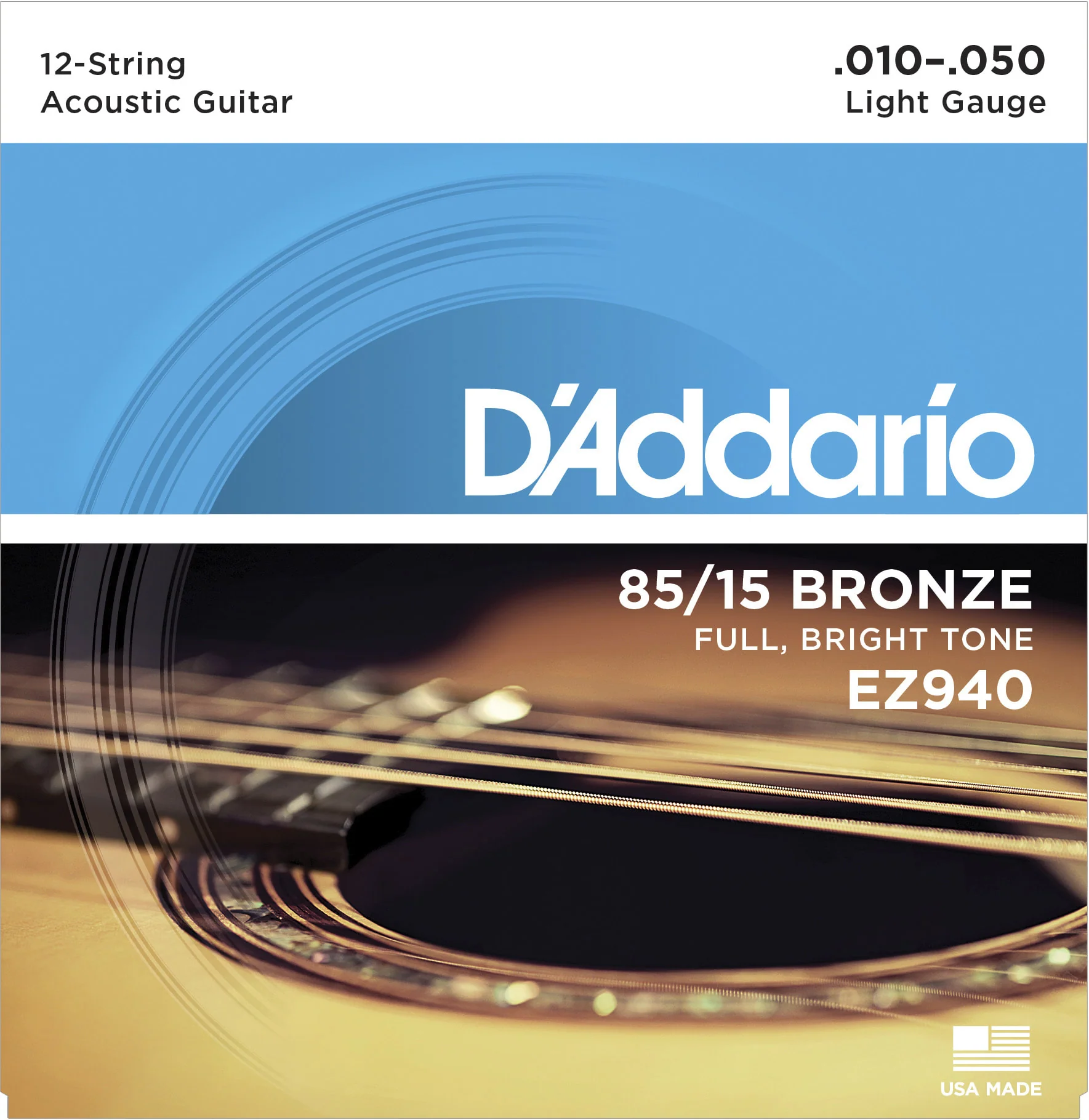 Daddario EZ940 85/15 12-String Bronze Acoustic Guitar Strings, Light, 10-50 - Image 5
