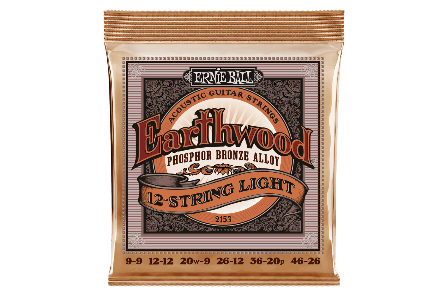 Ernie Ball Earthwood 12-String Light Phosphor Bronze Acoustic Guitar Strings 9-46