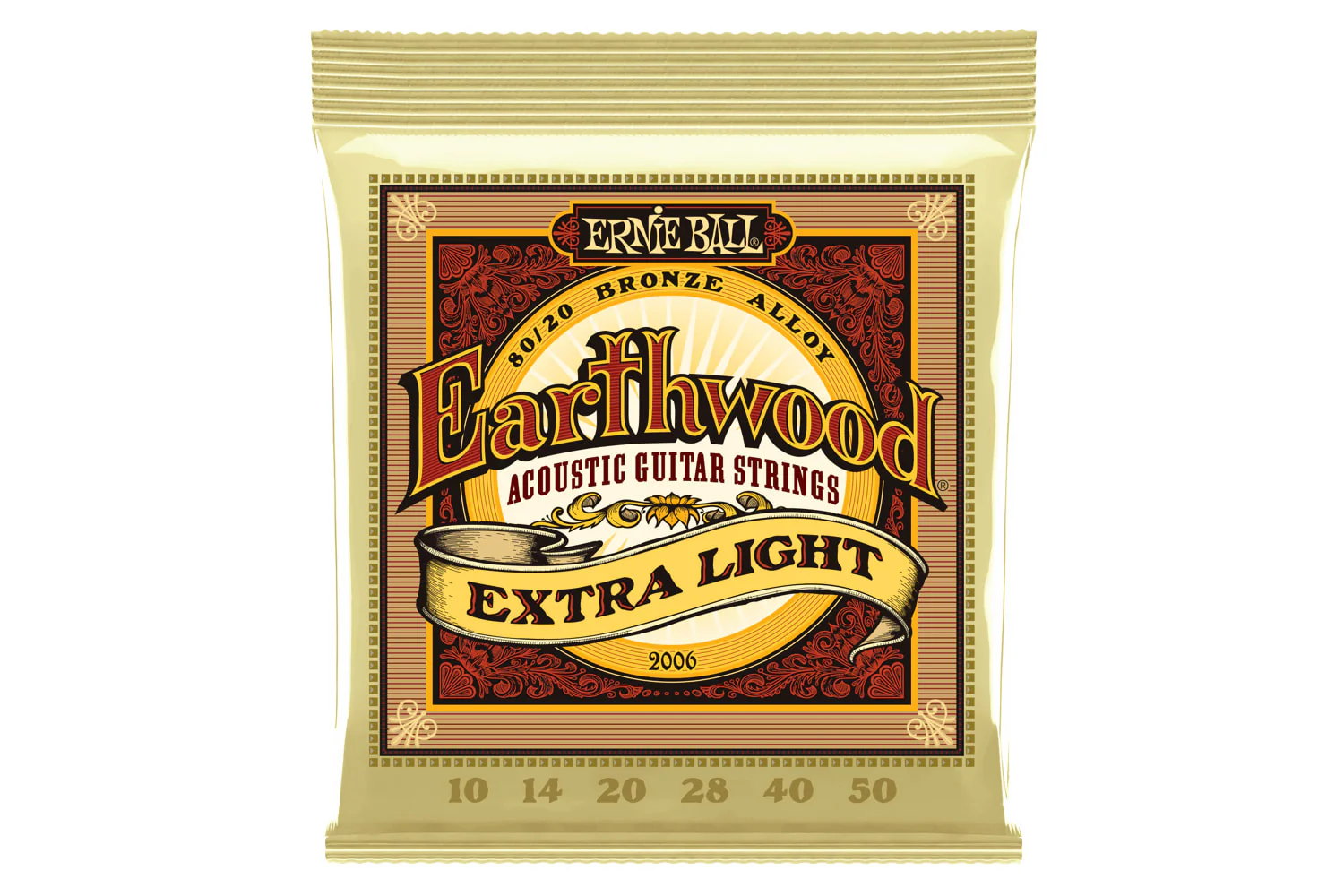 Ernie Ball Earthwood Extra Light 80/20 Bronze Acoustic Guitar Strings 10-50