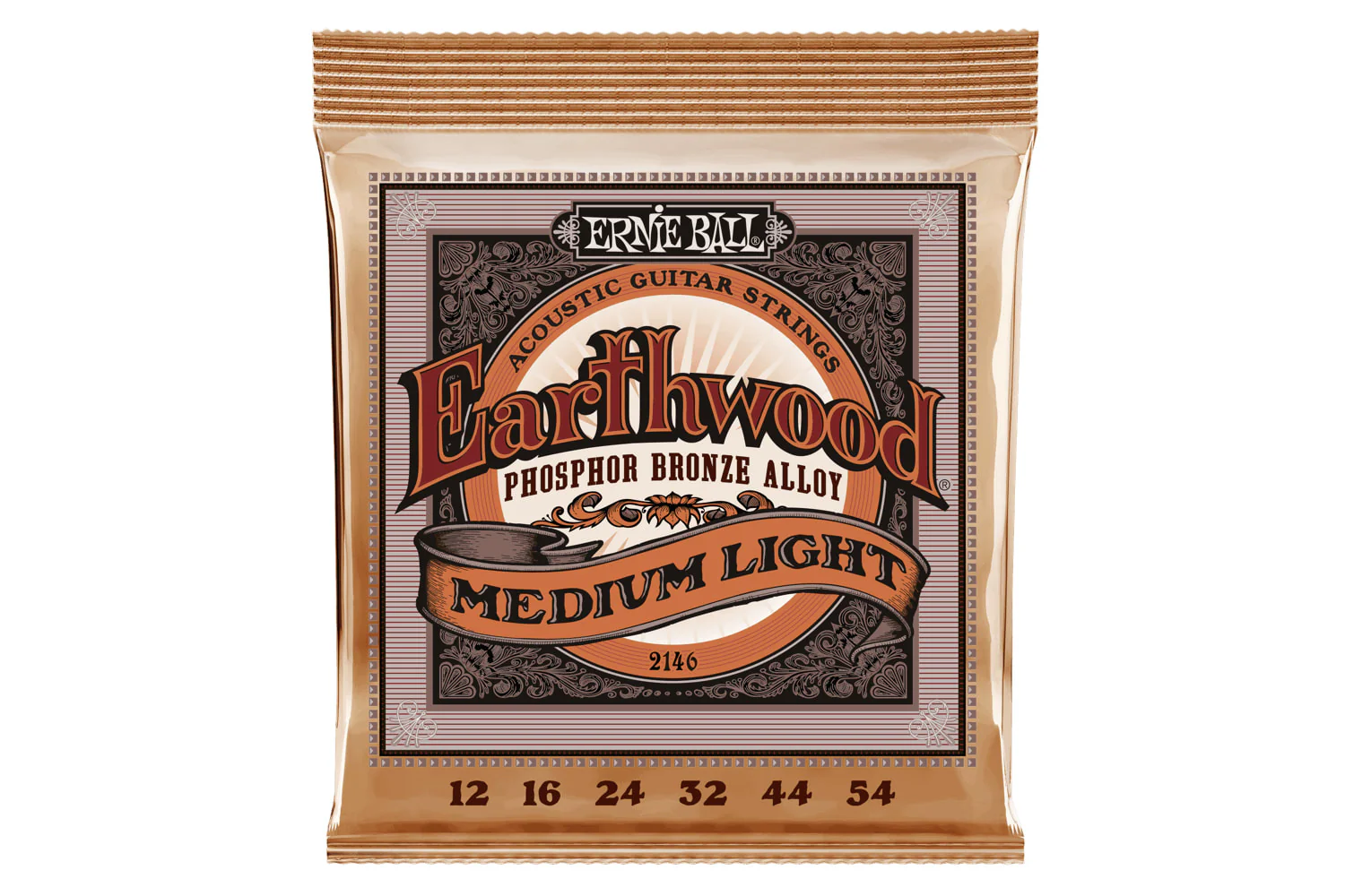 Ernie Ball Earthwood Medium Light Phosphor Bronze Acoustic Guitar Strings 12-54