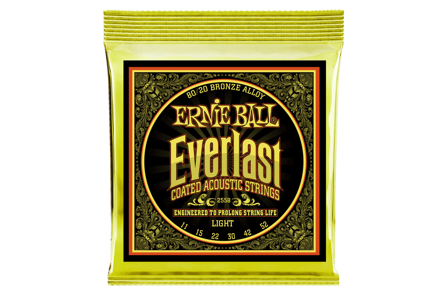 Ernie Ball Everlast Light Coated 80/20 Bronze Acoustic Guitar Strings 11-52