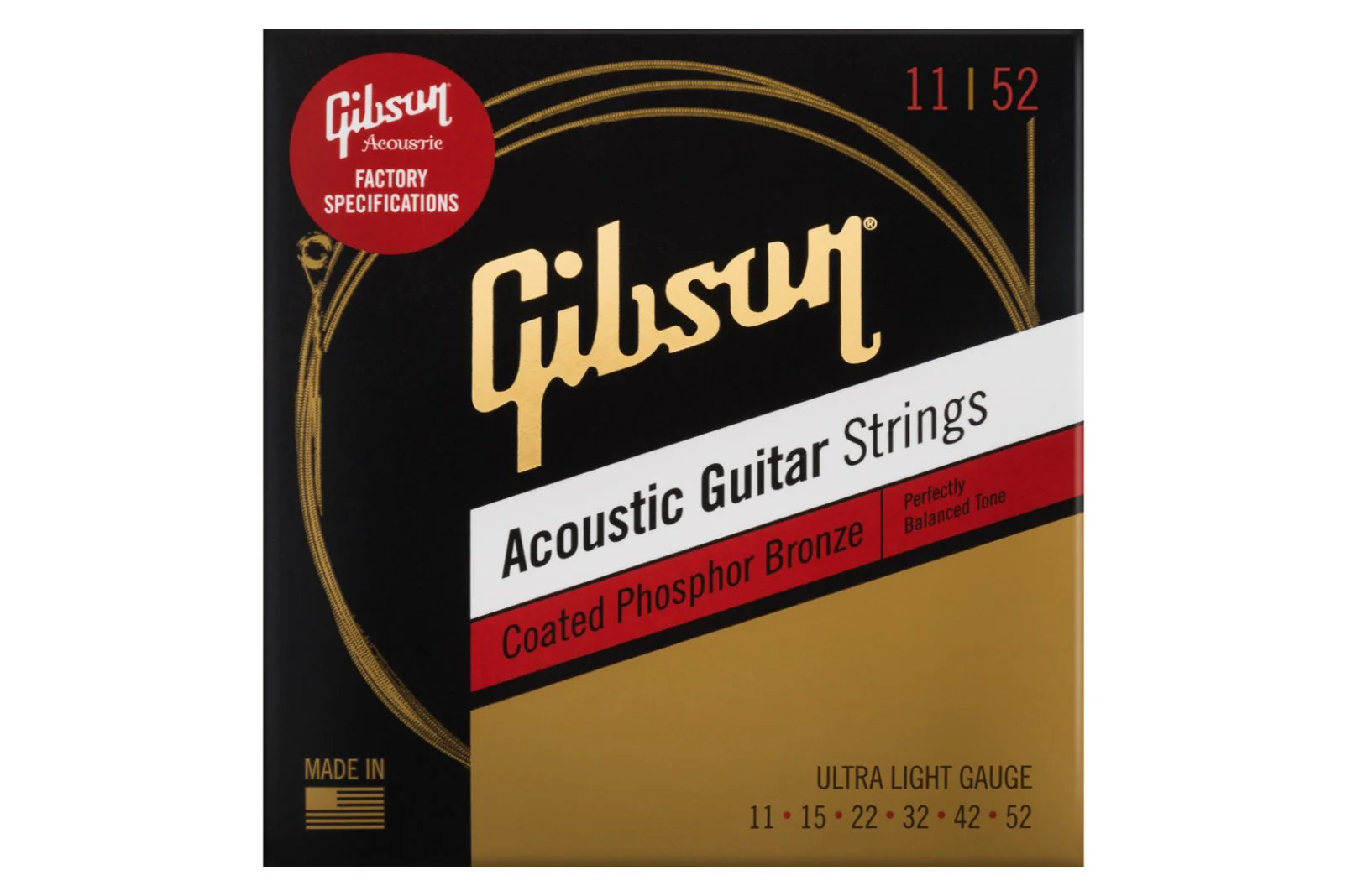 Gibson Coated Phosphor Bronze Acoustic Guitar Strings