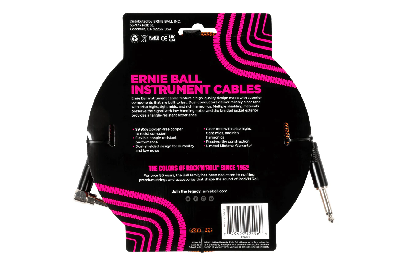 Ernie Ball 10 Feet Braided Straight / Angle Instrument Cable - Image 7
