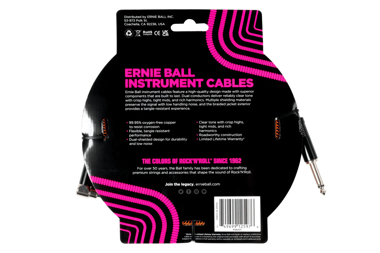 Ernie Ball 18 Feet Braided Straight / Angle Instrument Cable - Image 7