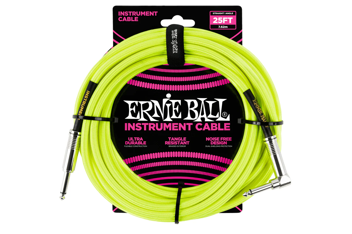 Ernie Ball 25 Feet Straight / Angle Braided Instrument Cables