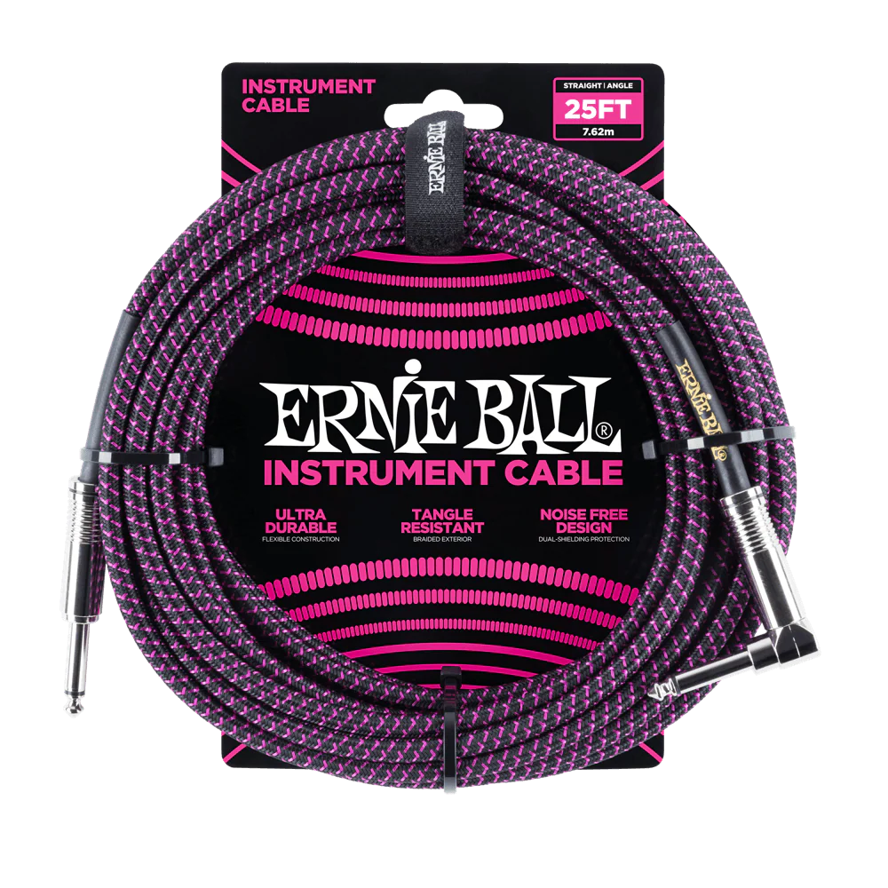 Ernie Ball 25 Feet Straight / Angle Braided Instrument Cables - Image 10