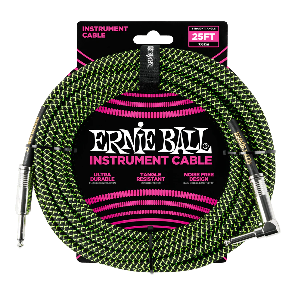 Ernie Ball 25 Feet Straight / Angle Braided Instrument Cables - Image 13