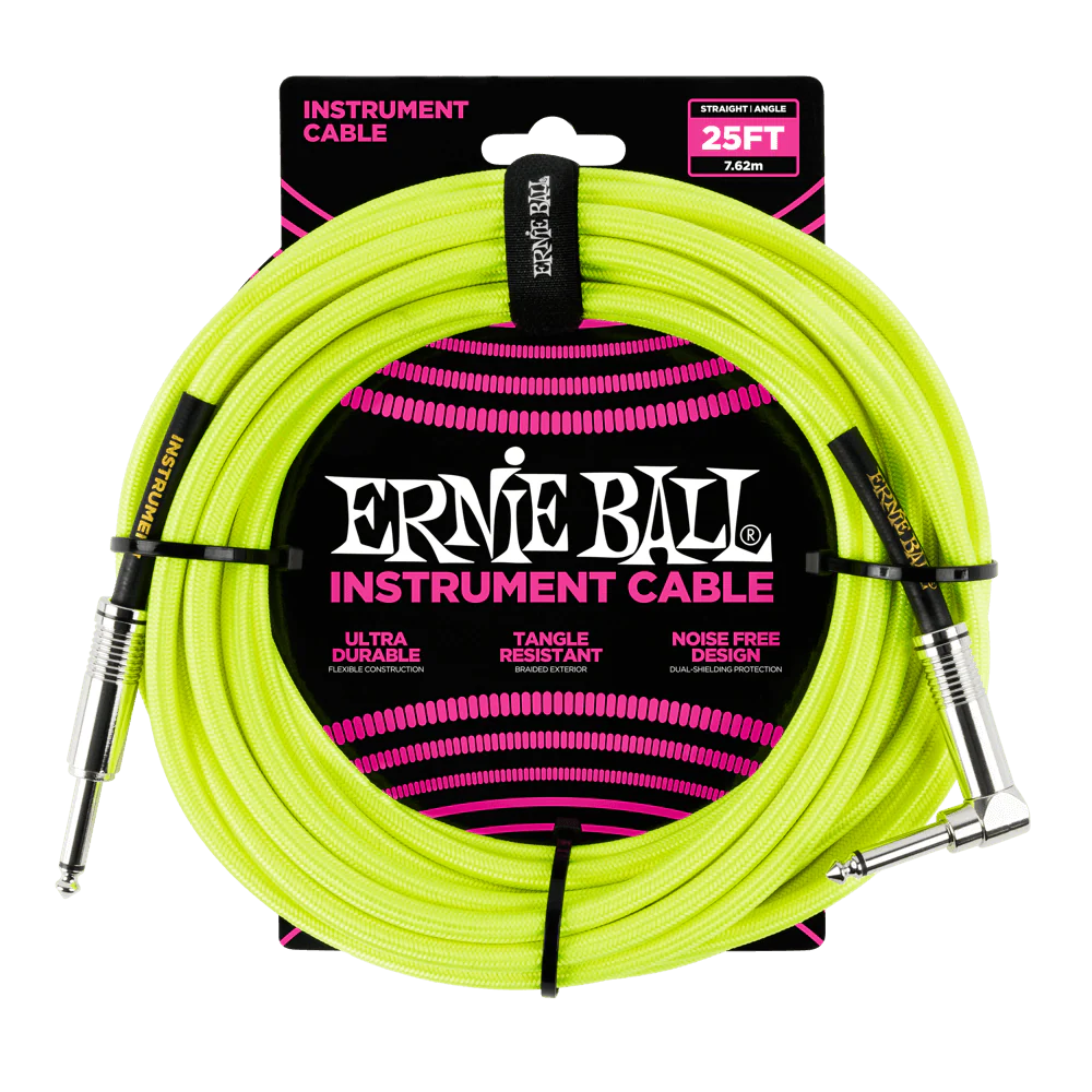 Ernie Ball 25 Feet Straight / Angle Braided Instrument Cables - Image 2