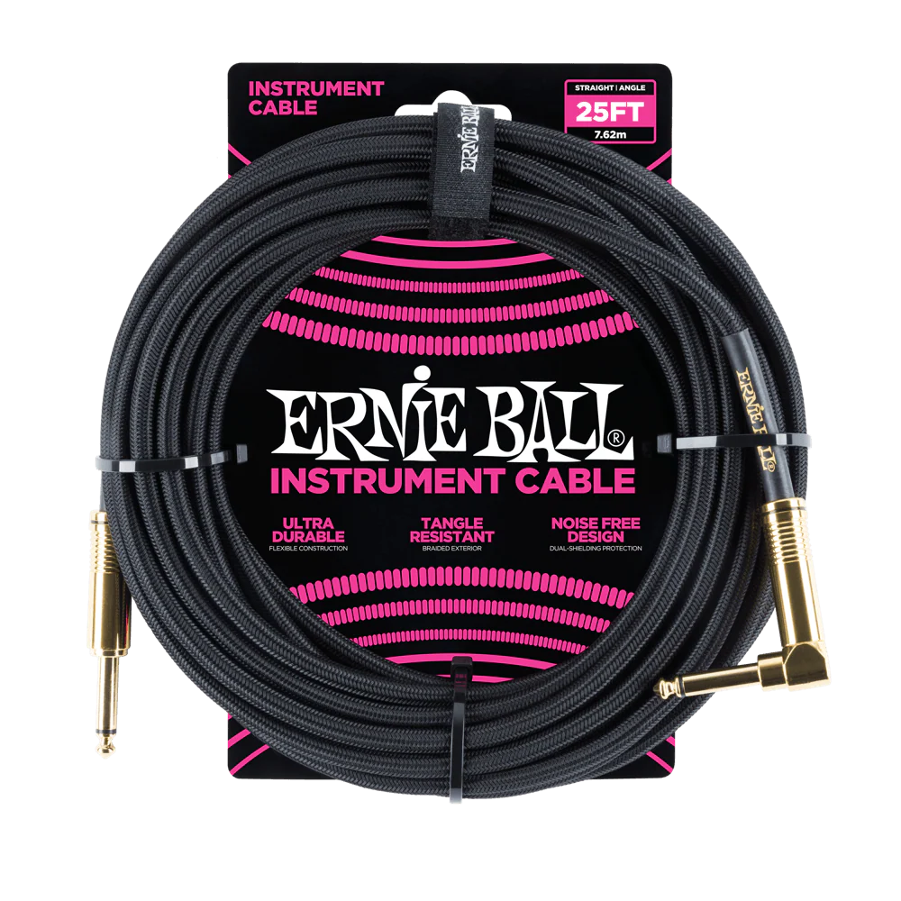 Ernie Ball 25 Feet Straight / Angle Braided Instrument Cables - Image 3