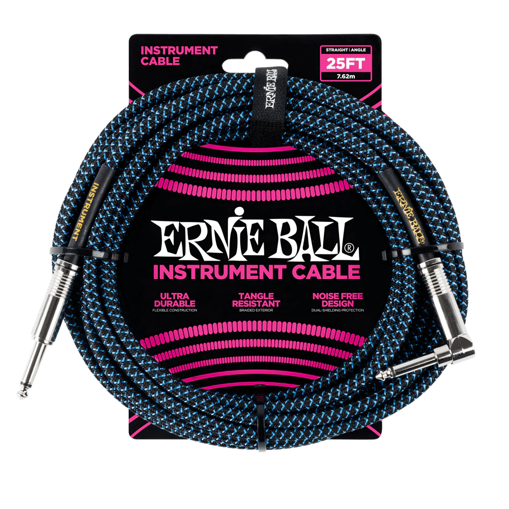 Ernie Ball 25 Feet Straight / Angle Braided Instrument Cables - Image 4