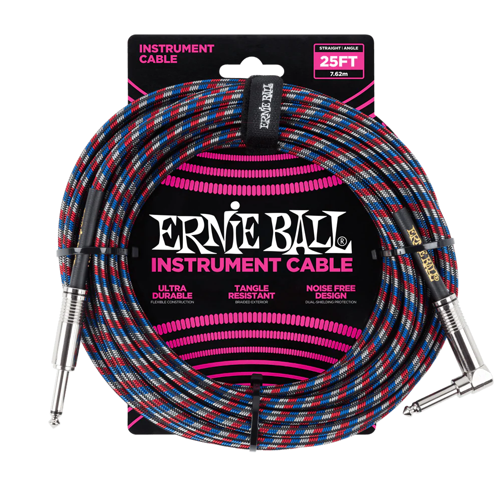 Ernie Ball 25 Feet Straight / Angle Braided Instrument Cables - Image 6