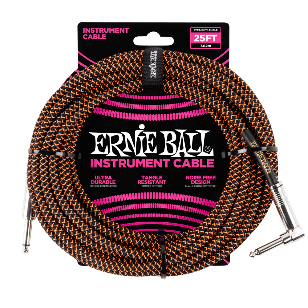 Ernie Ball 25 Feet Straight / Angle Braided Instrument Cables - Image 7