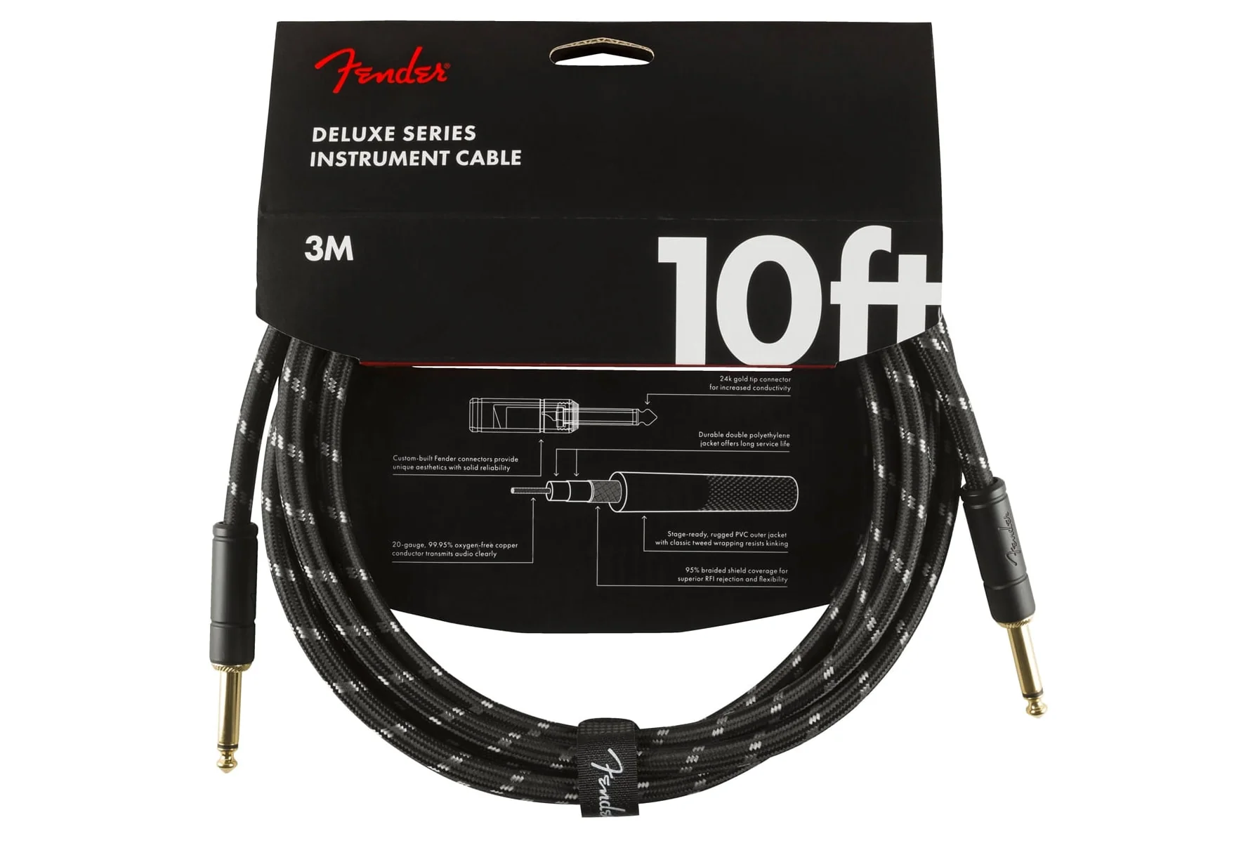 Fender Deluxe Series Instrument Cable, Black Tweed (āļāļĢāļ-āļāļĢāļ)