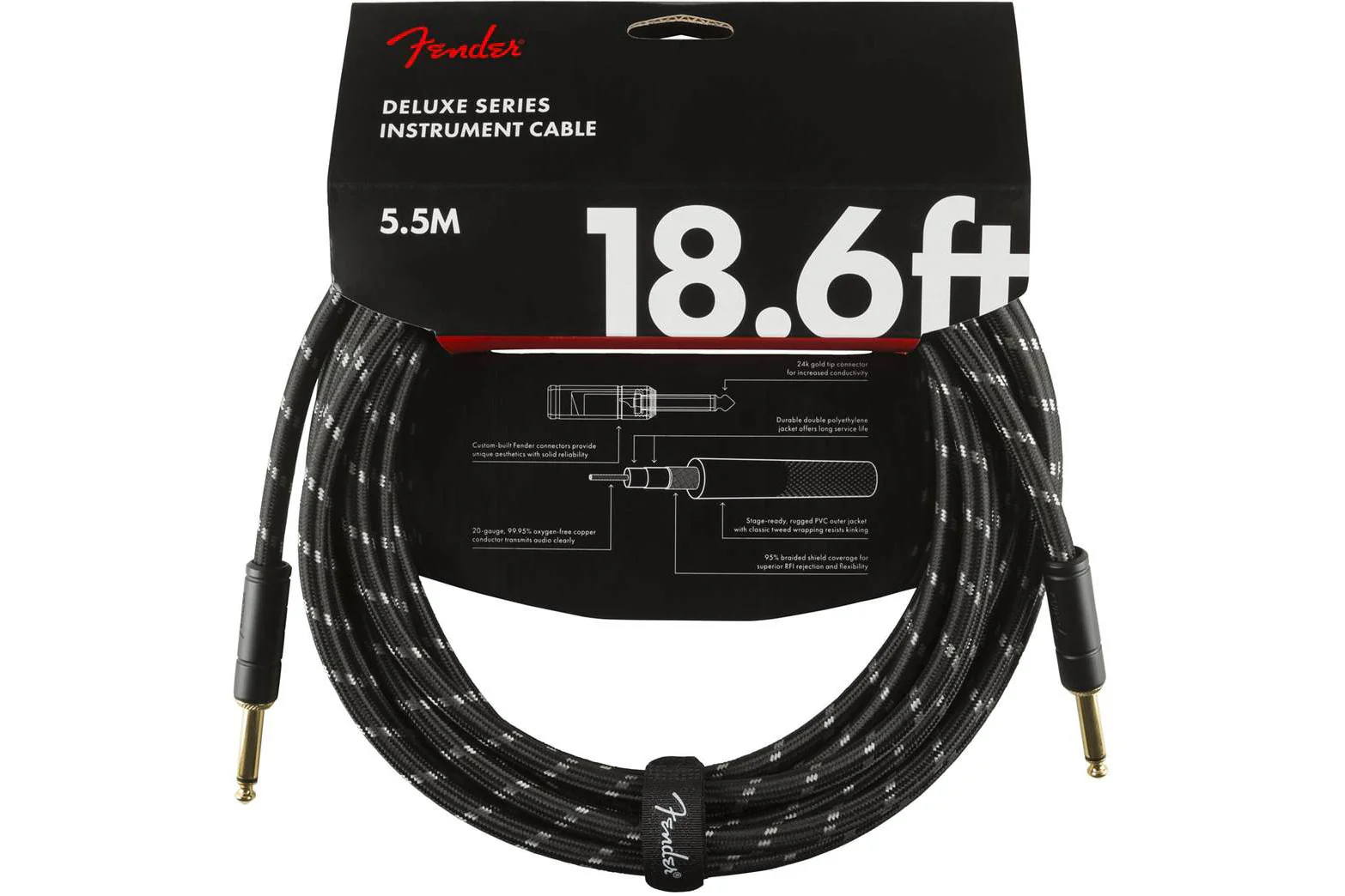 Fender Deluxe Series Instrument Cable, Black Tweed (āļāļĢāļ-āļāļĢāļ) - Image 2