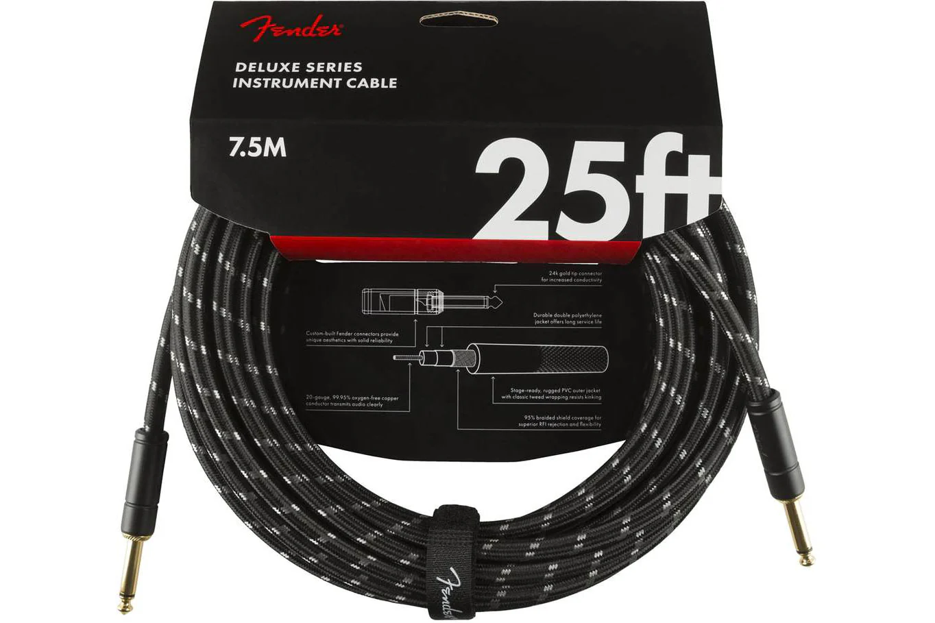 Fender Deluxe Series Instrument Cable, Black Tweed (āļāļĢāļ-āļāļĢāļ) - Image 3
