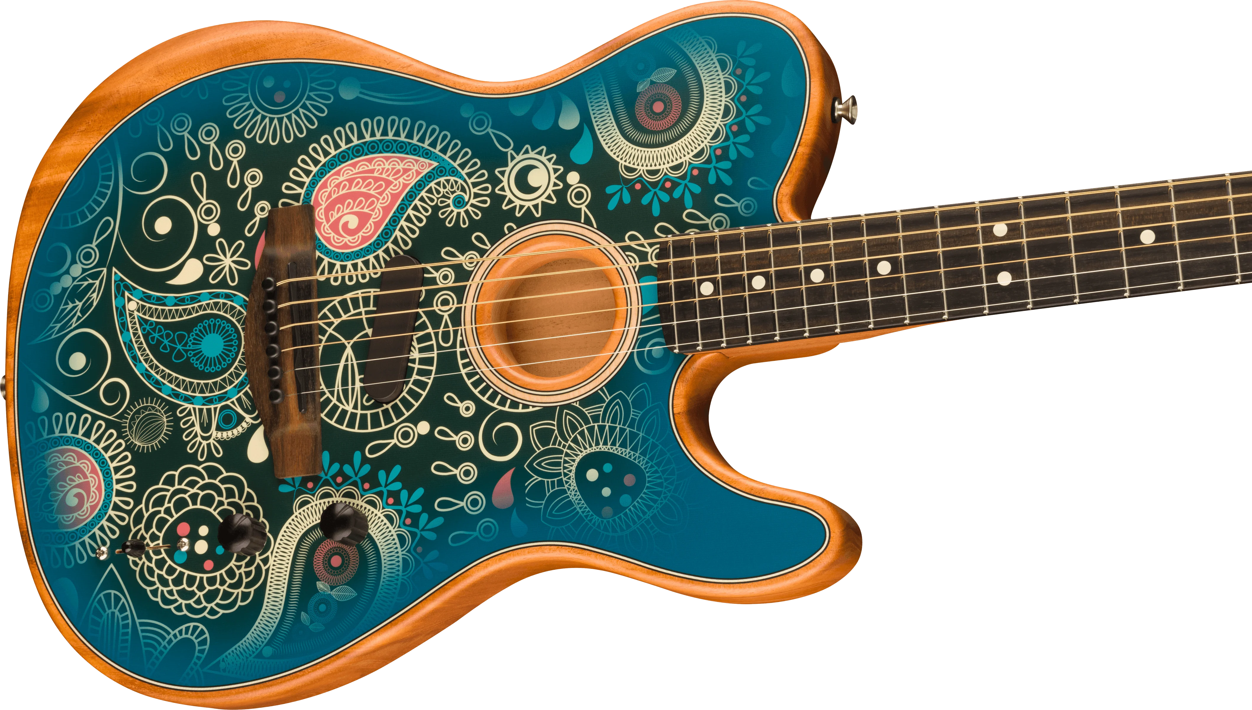Fender American Acoustasonic Telecaster Blue Paisley - Image 3