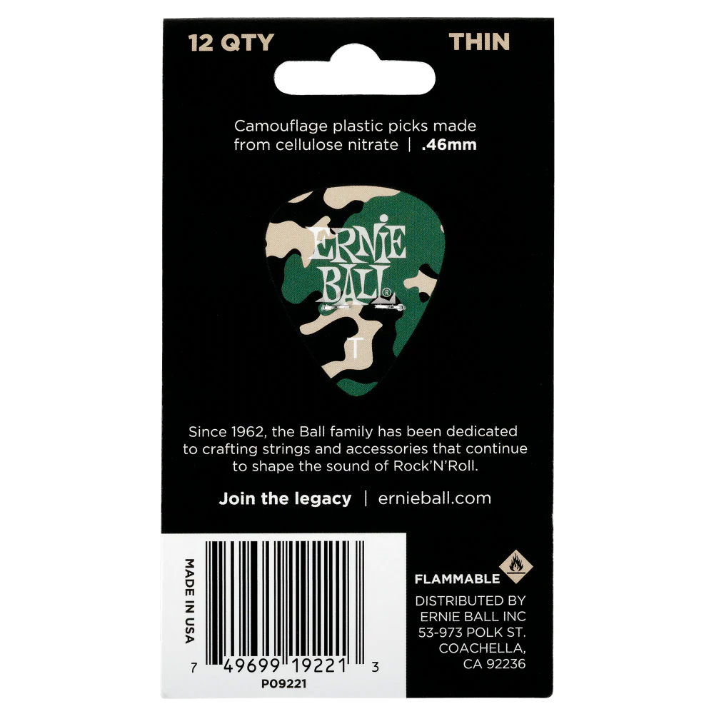 Ernie Ball Camouflage Cellulose Picks (12 ตัว) - Image 3