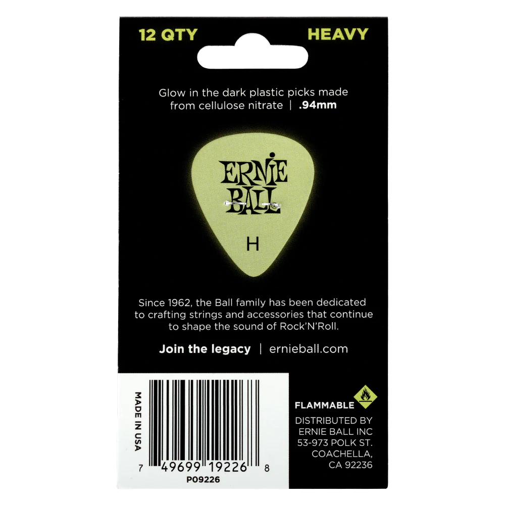 Ernie Ball Super Glow Cellulose Picks (12 āļāļąāļ§) - Image 9