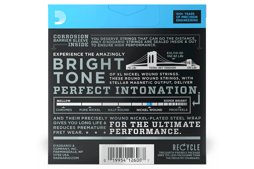 D'Addario EXL110-3D Regular Light Electric Guitar Strings 3-Pack, 10-46 - Image 3