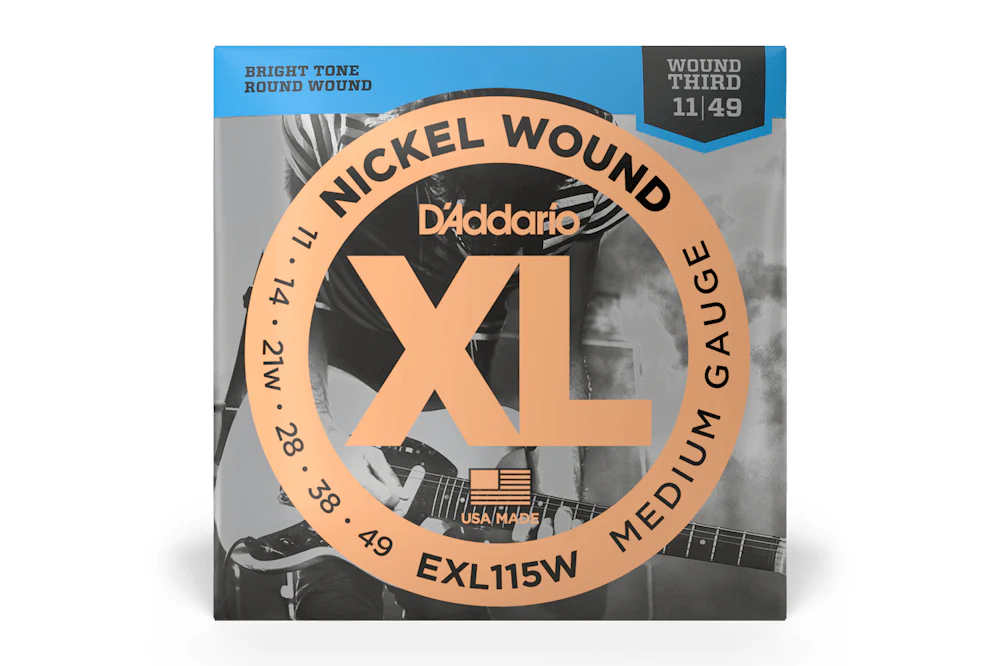 D'Addario EXL115W Medium Wound 3rd Electric Guitar Strings, 11-49