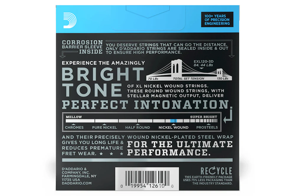D'Addario EXL120-3D Super Light Electric Guitar Strings 3-Pack, 9-42 - Image 3