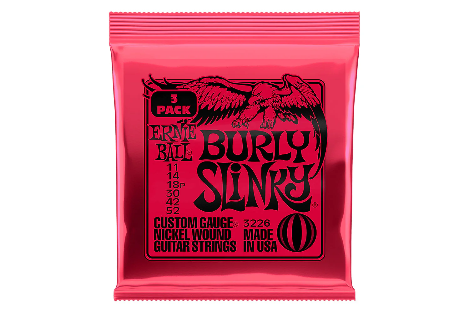Ernie Ball Burly Slinky Nickel Wound Electric Guitar Strings 3 Pack - 11-52 Gauge