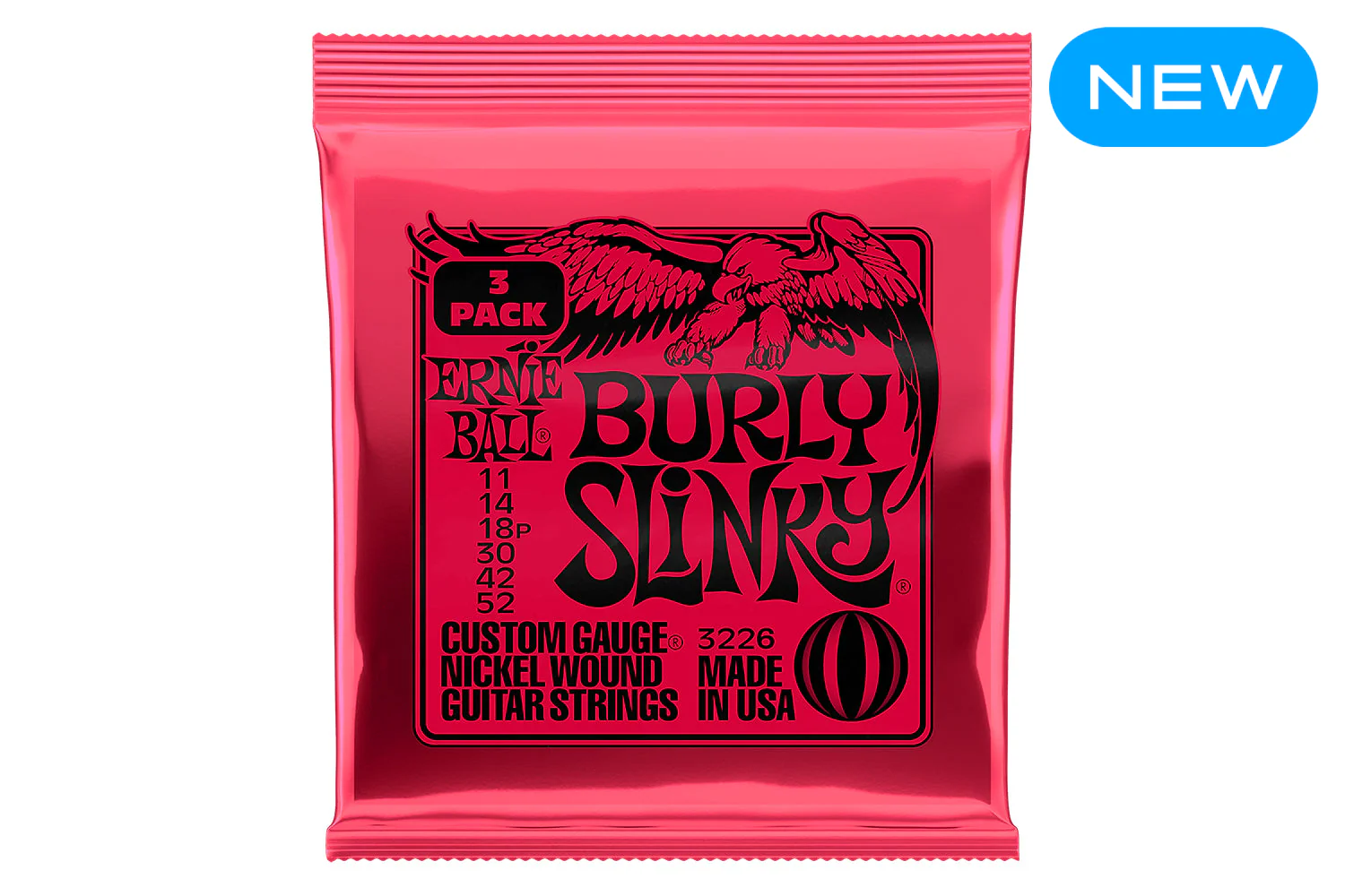 Ernie Ball Burly Slinky Nickel Wound Electric Guitar Strings 3 Pack - 11-52 Gauge - Image 2