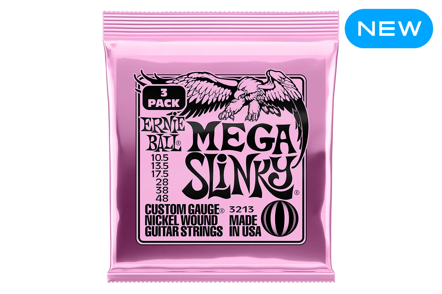 Ernie Ball Mega Slinky Nickel Wound Electric Guitar Strings 3 Pack - 10.5-48 Gauge - Image 2
