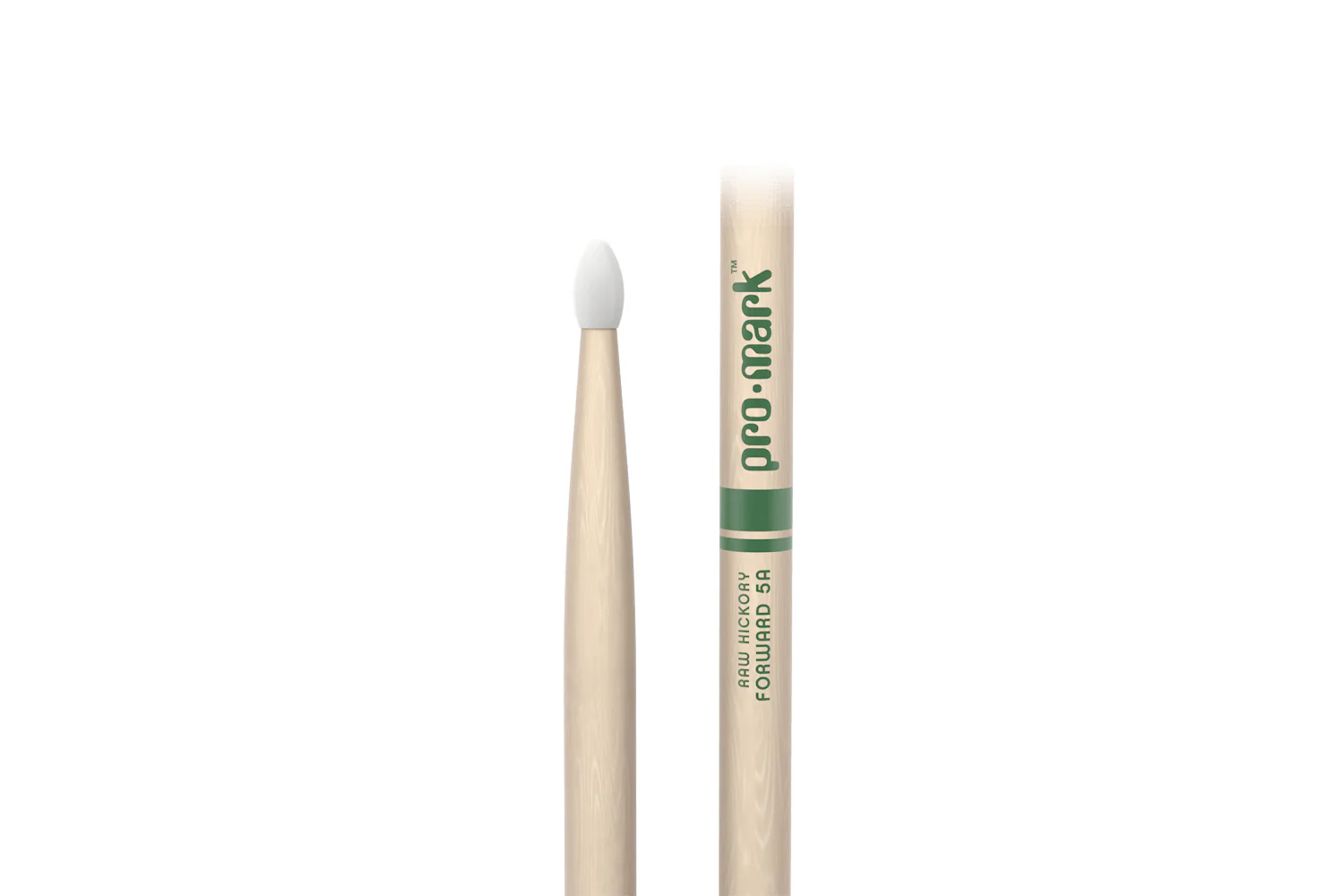 ProMark Classic Forward 5A Raw Hickory Drumstick, Oval Nylon Tip