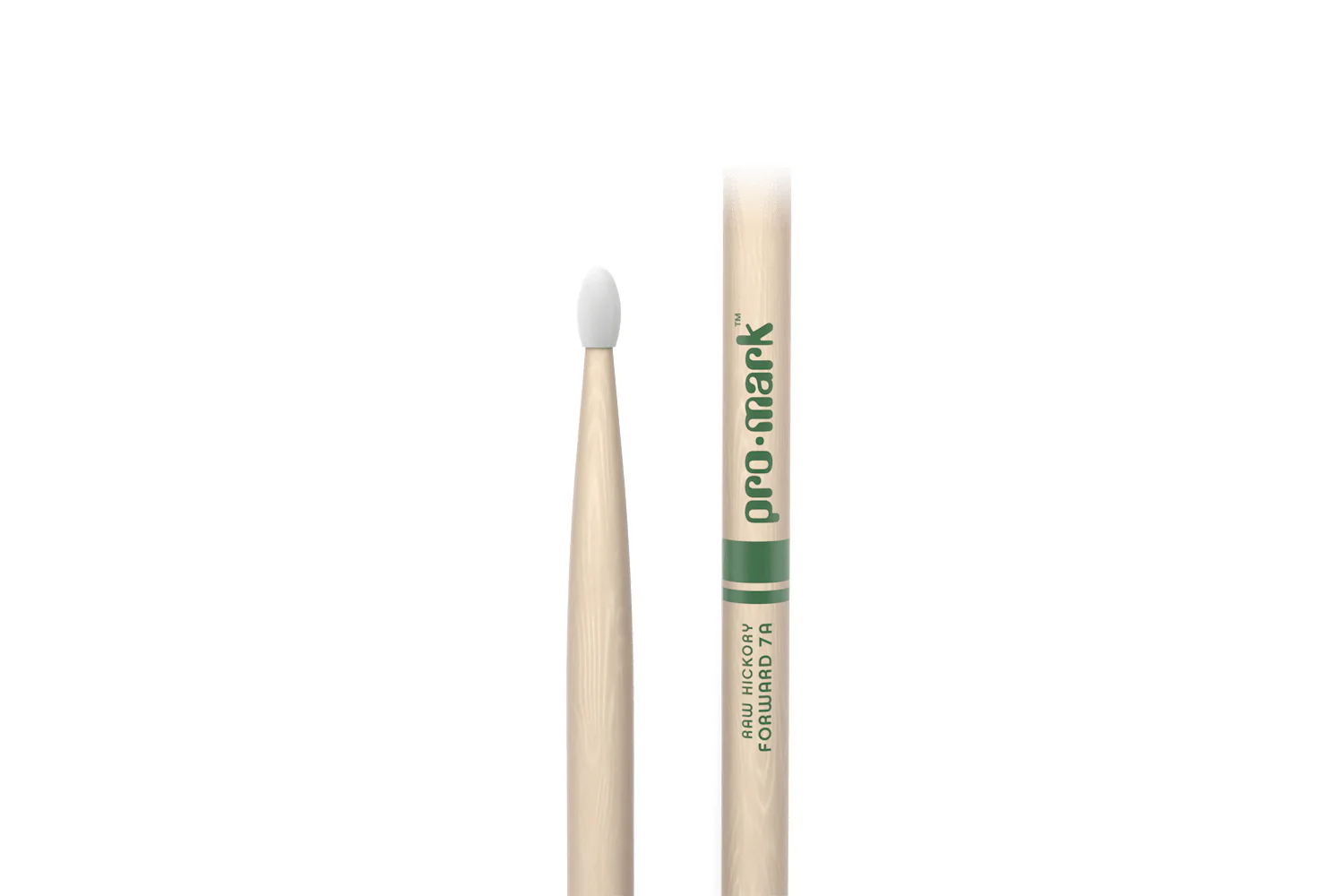 ProMark Classic Forward 7A Raw Hickory Drumstick, Oval Nylon Tip