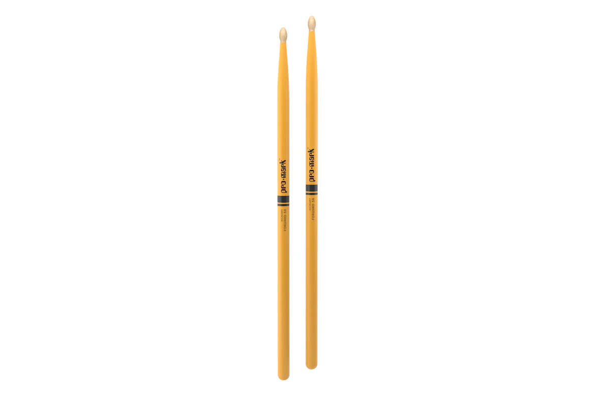 ProMark Classic Forward 5A Painted Yellow Hickory Drumstick, Oval Wood Tip - Image 3