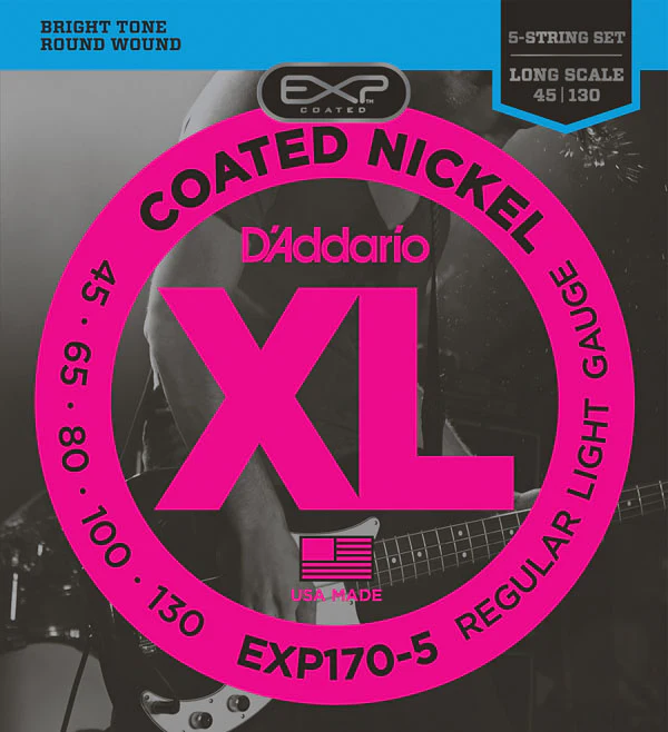 Daddario EXP170-5 Coated Nickel Wound 5-String Bass, Light, 45-130, Long Scale - Image 4