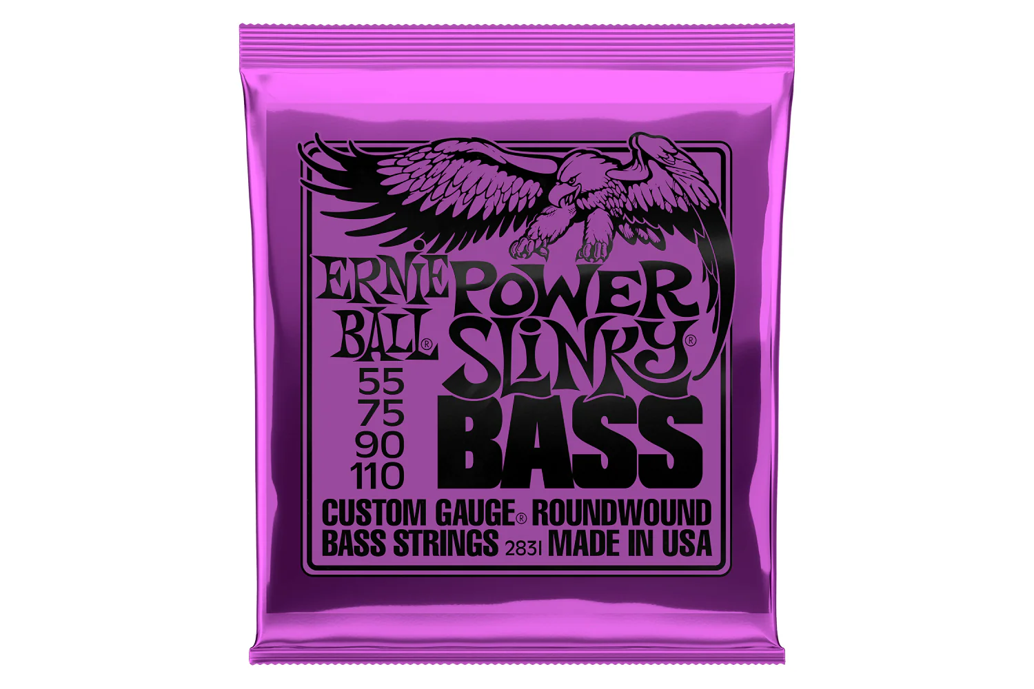 Ernie Ball Power Slinky Nickel Wound Electric Bass Strings - 55-110 Gauge