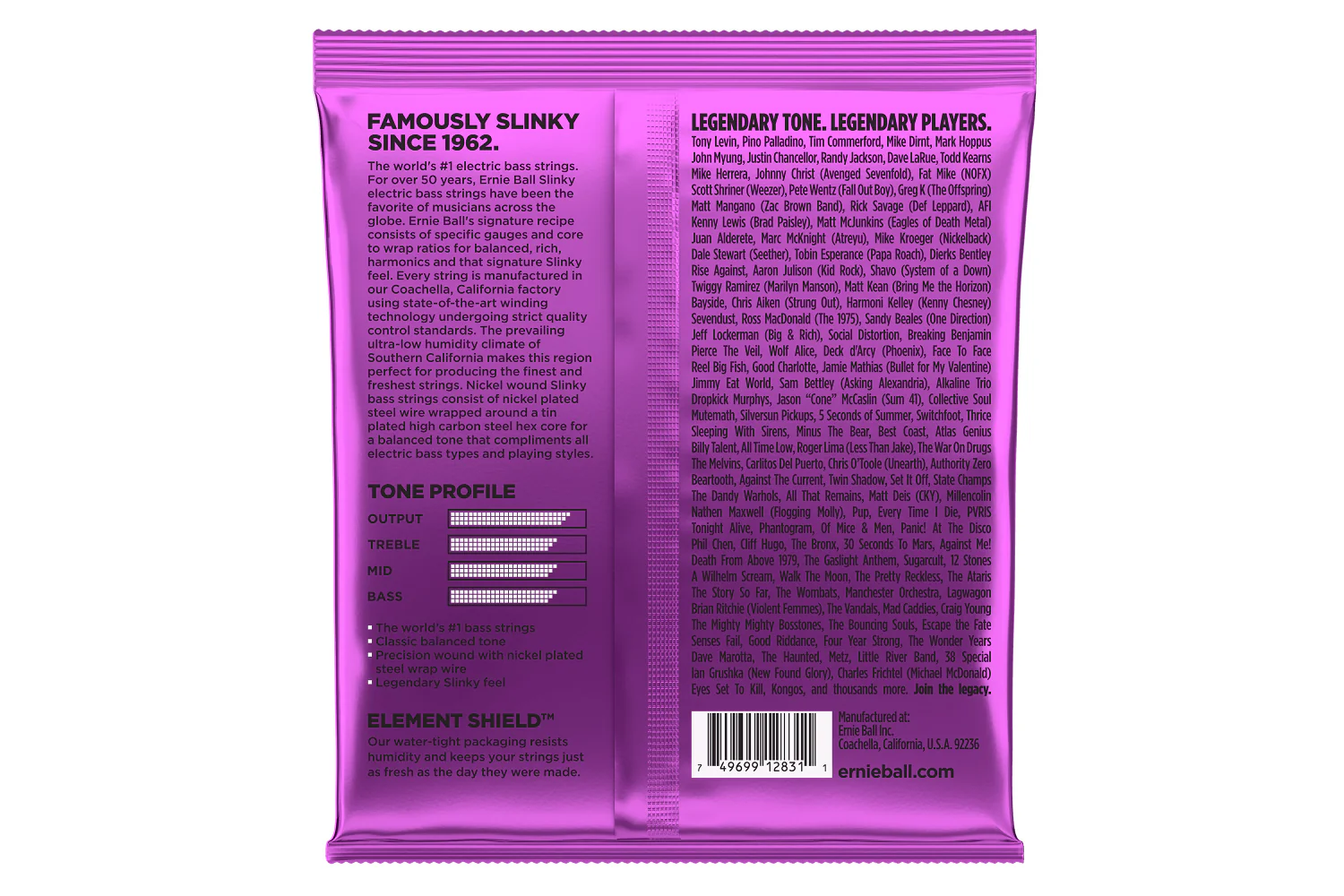 Ernie Ball Power Slinky Nickel Wound Electric Bass Strings - 55-110 Gauge - Image 2