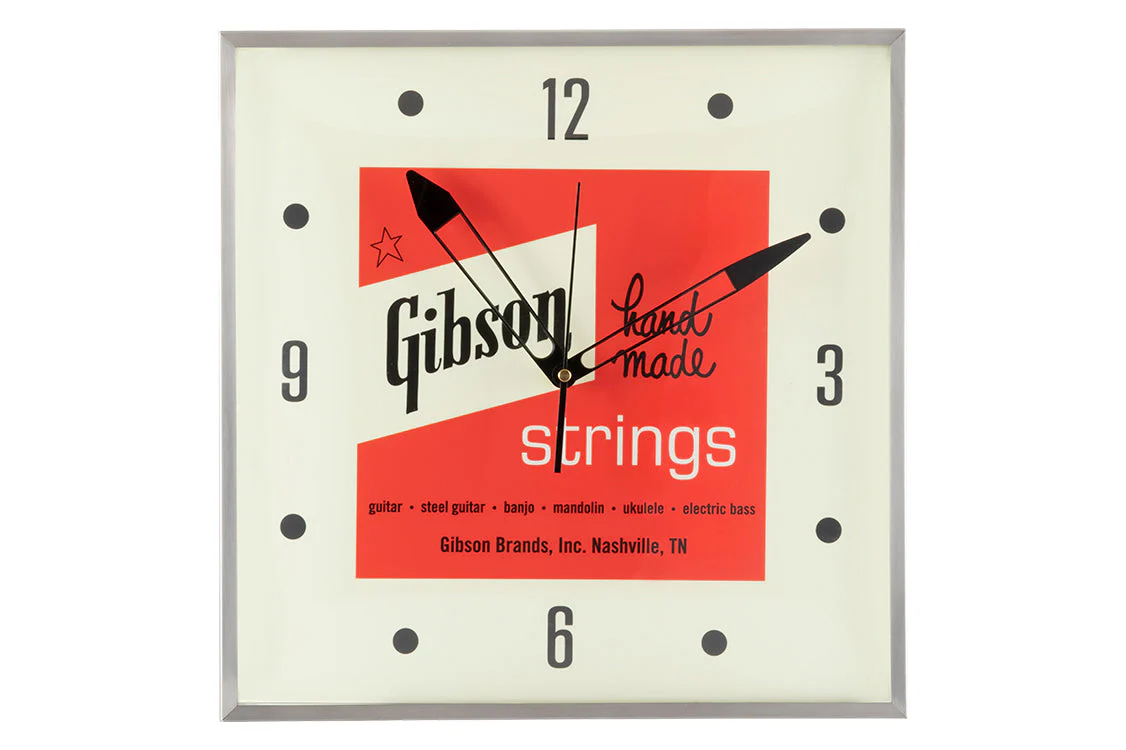 Gibson Vintage Lighted Wall Clock - Handmade Strings