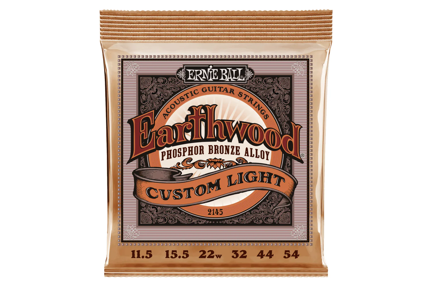 Ernie Ball Custom Light Earthwood Phosphor Bronze Acoustic Guitar Strings 11.5-54 Gauge