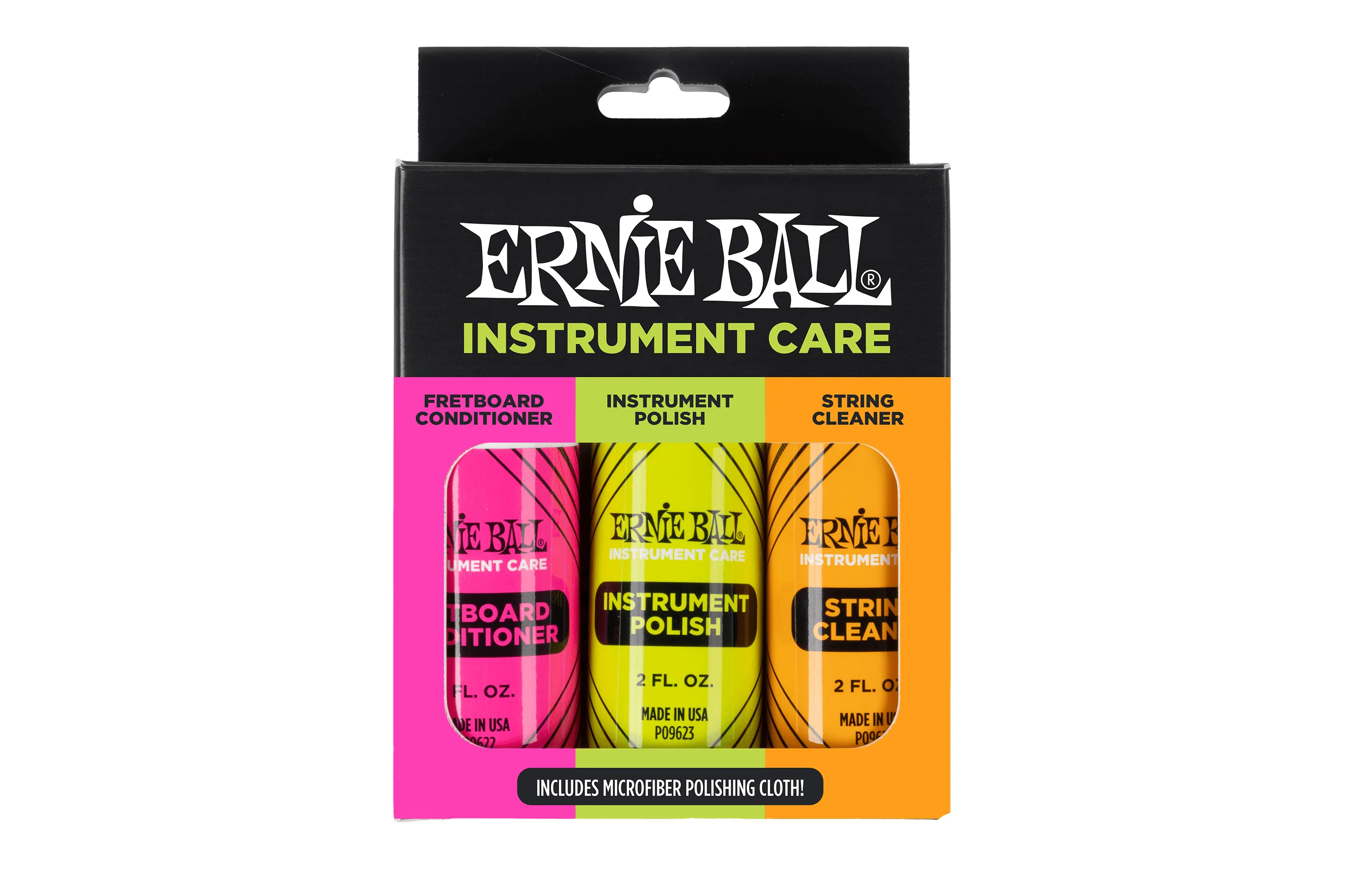 Ernie Ball Instrument Care 3-pack with Microfiber Polish Cloth