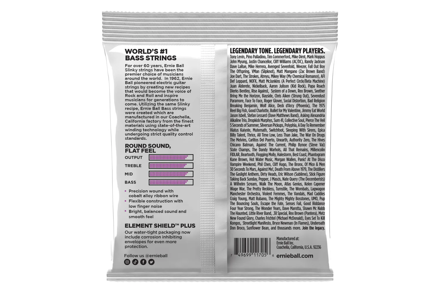 Ernie Ball Power Slinky Flatwound Short Scale Electric Bass Strings 50-110 Gauge - Image 2